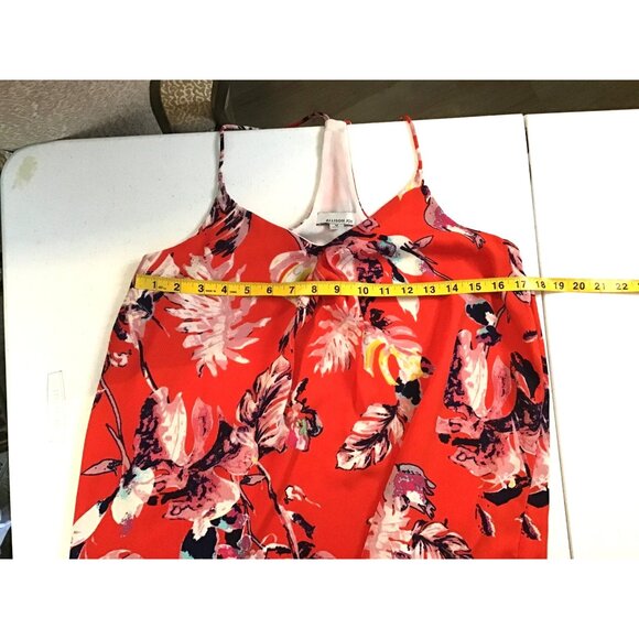 ALLISON JOY- WOMENS RED FLORAL FLOWY BLOUSE PULL-OVER FULLY LINED SIZE MEDIUM - Picture 4 of 6